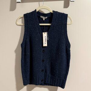 Alex Mill Francis Navy Wool Blend Button Front Vest Size Small